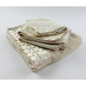 Bathworks Vintage 3 Piece Towel Set Pastel Satin Triangle Barth & Dreyfuss USA